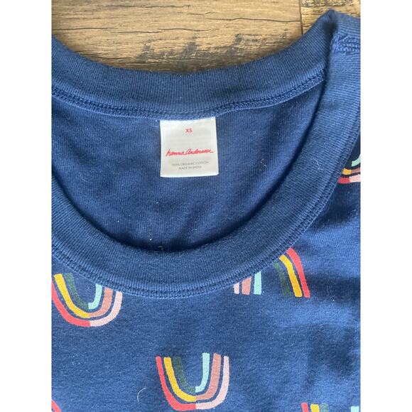 NWOT Women’s HANNA ANDERSSON Long Sleeve Navy Blue + Rainbows Top (XS/S) - Picture 2 of 3